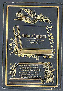Nathalie Gumpertz's death card