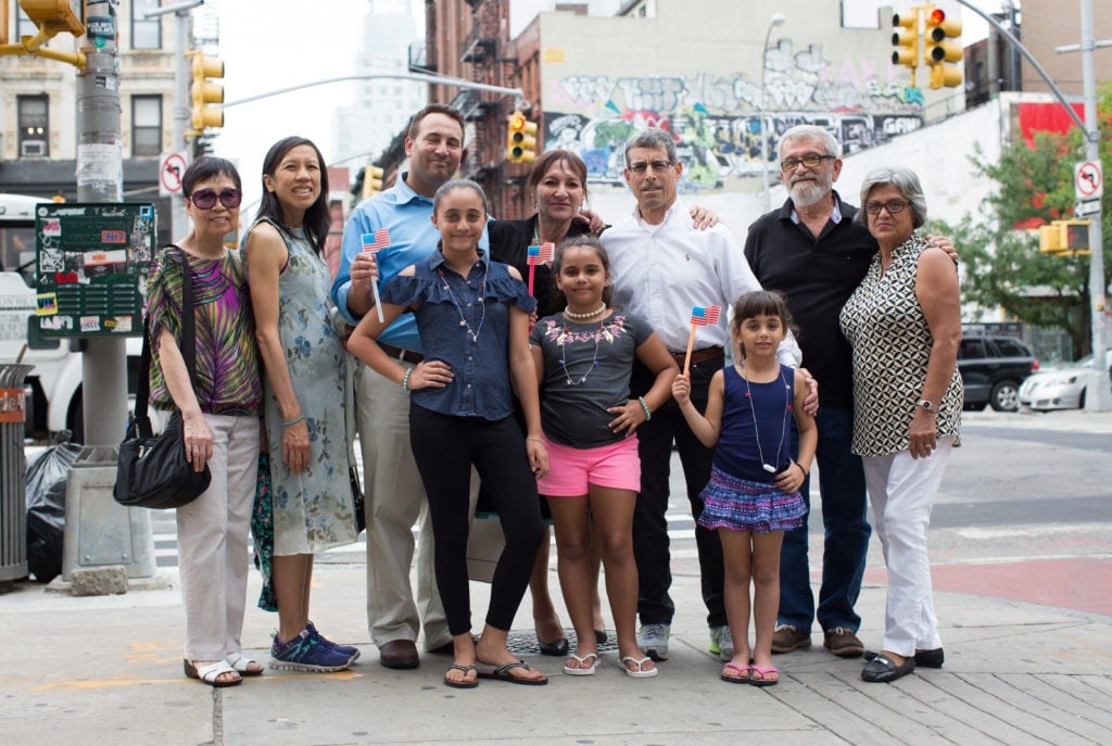 Members of the The Epstein, Velez and Wong families today