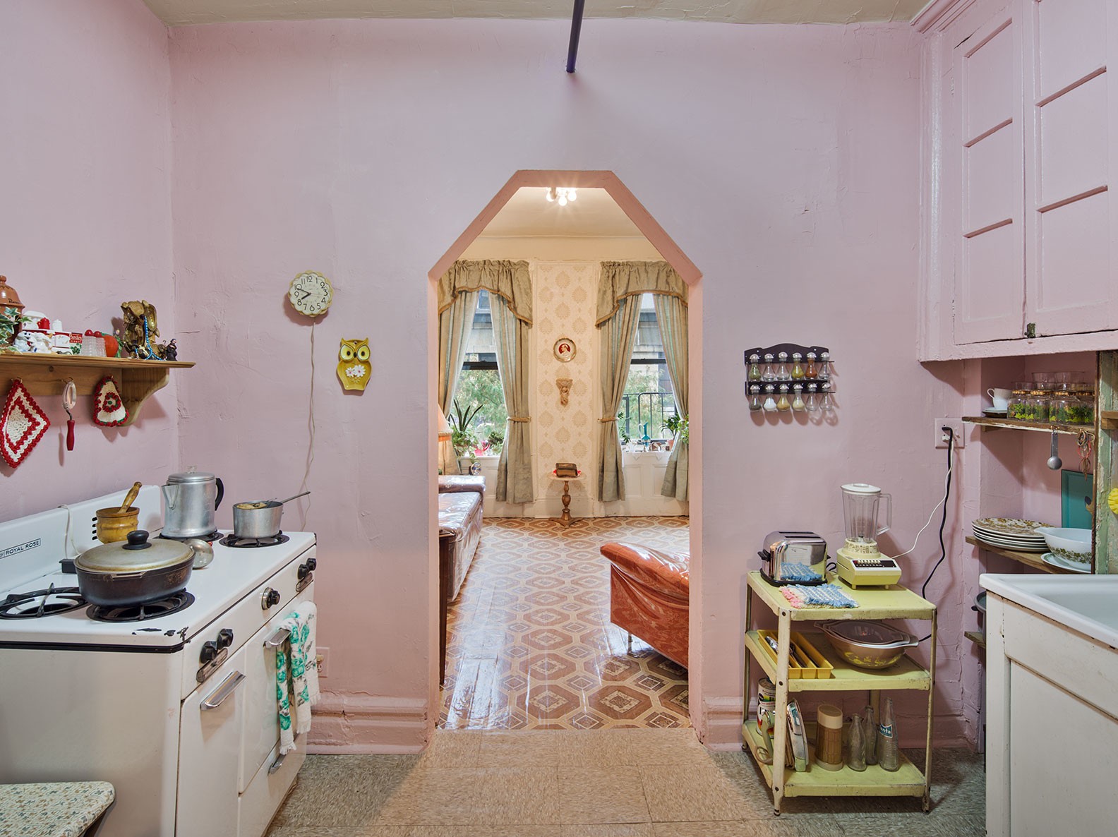 Kitchen inside a recreated apartment at 103 Orchard Street