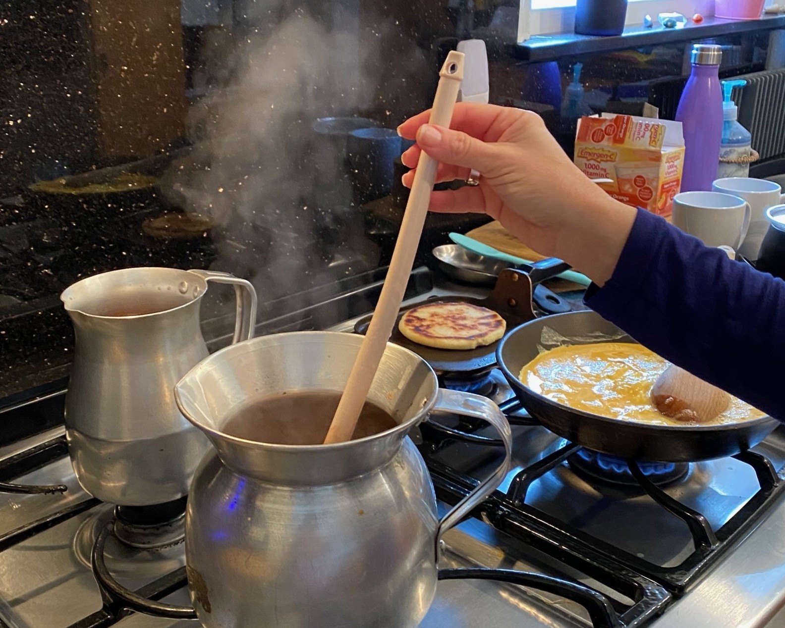 Cooking on a choch pot over the stove