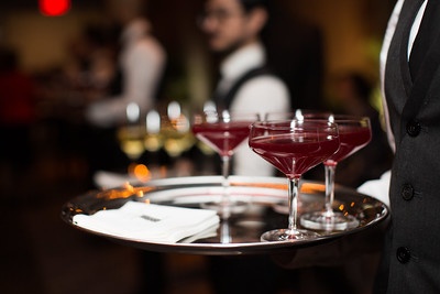Cocktails on serving platter