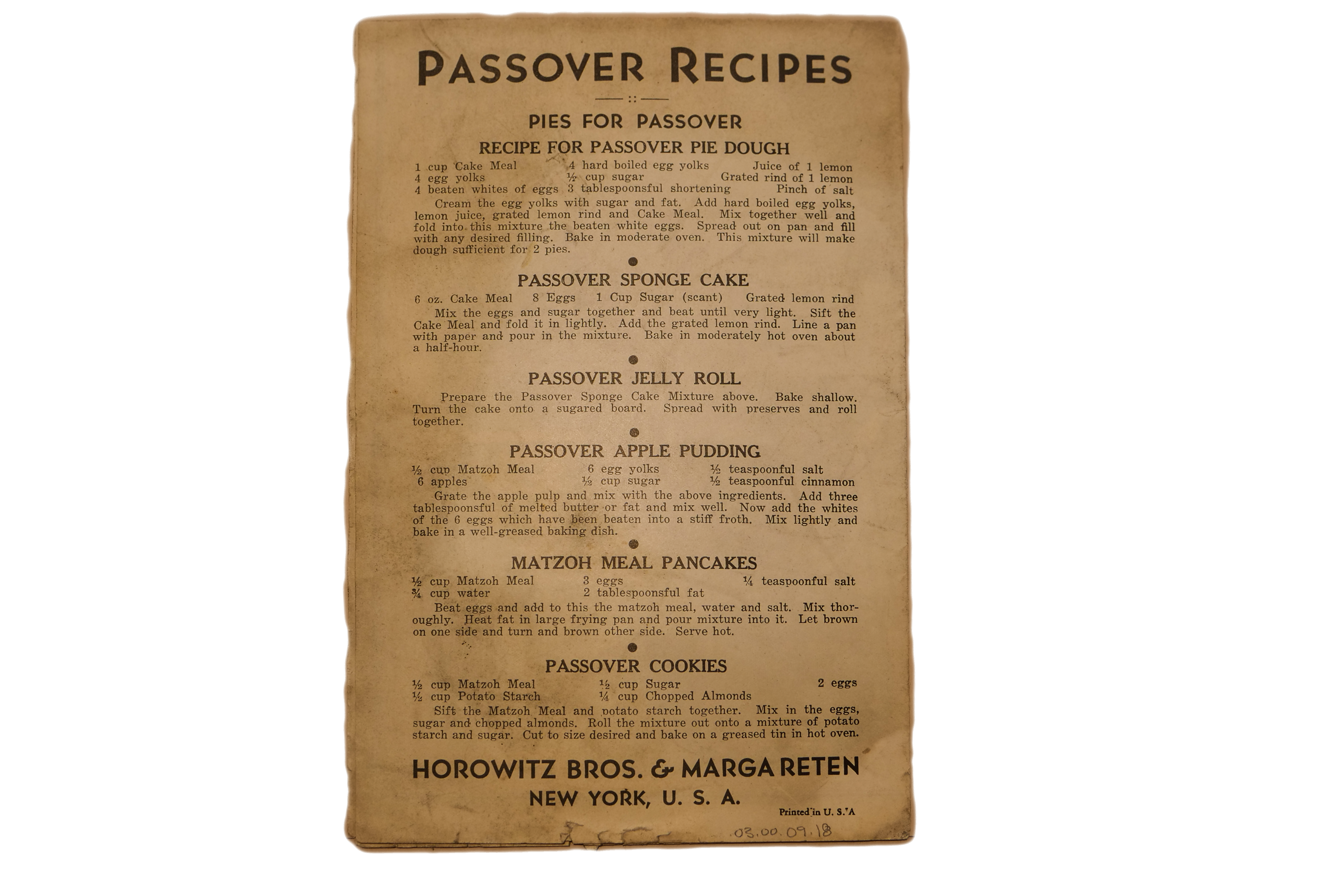 Antique Passover Recipes