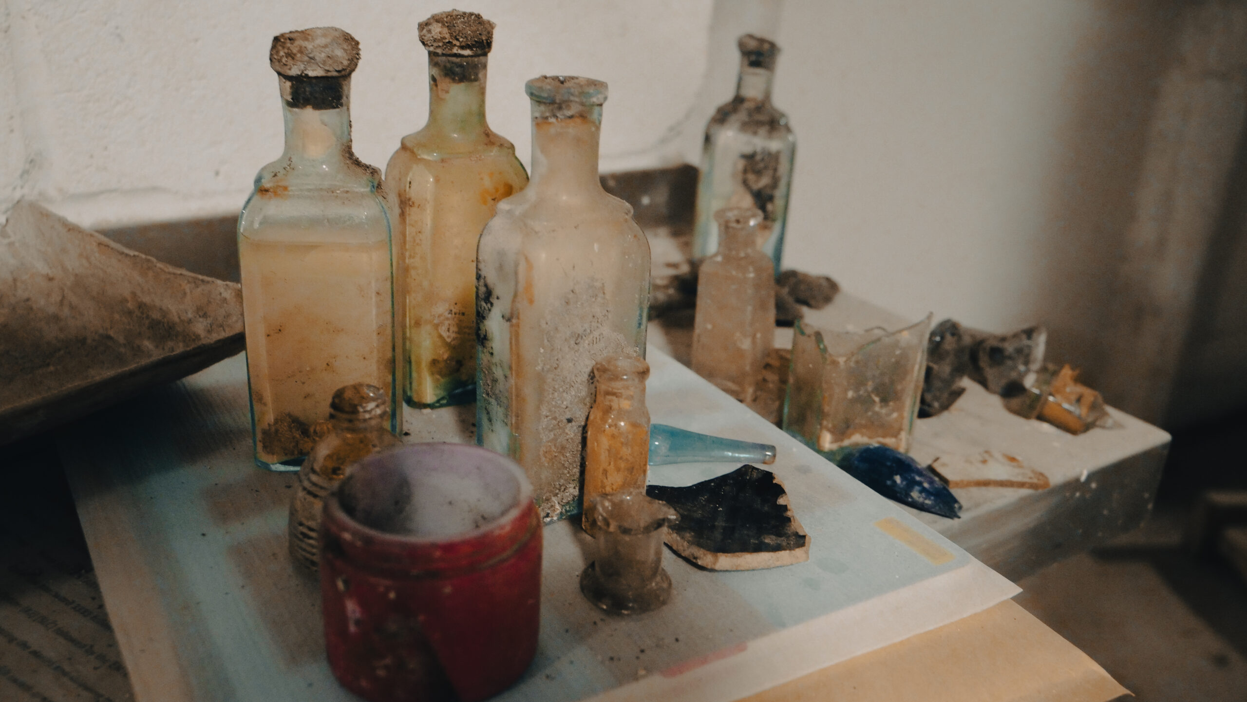 Assorted antique bottles