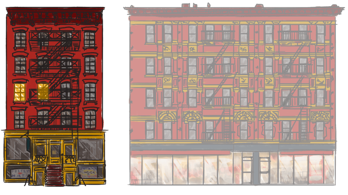 Tenement Buildings graphic illustration