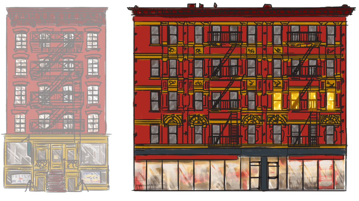 Tenement Buildings graphic illustration